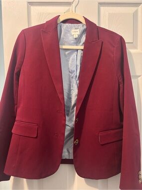 J. Crew Factory Burgundy Blazer with Striped Lining